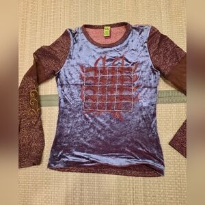 Save The Queen Velvet Top with Rich Orange and Deep Brown